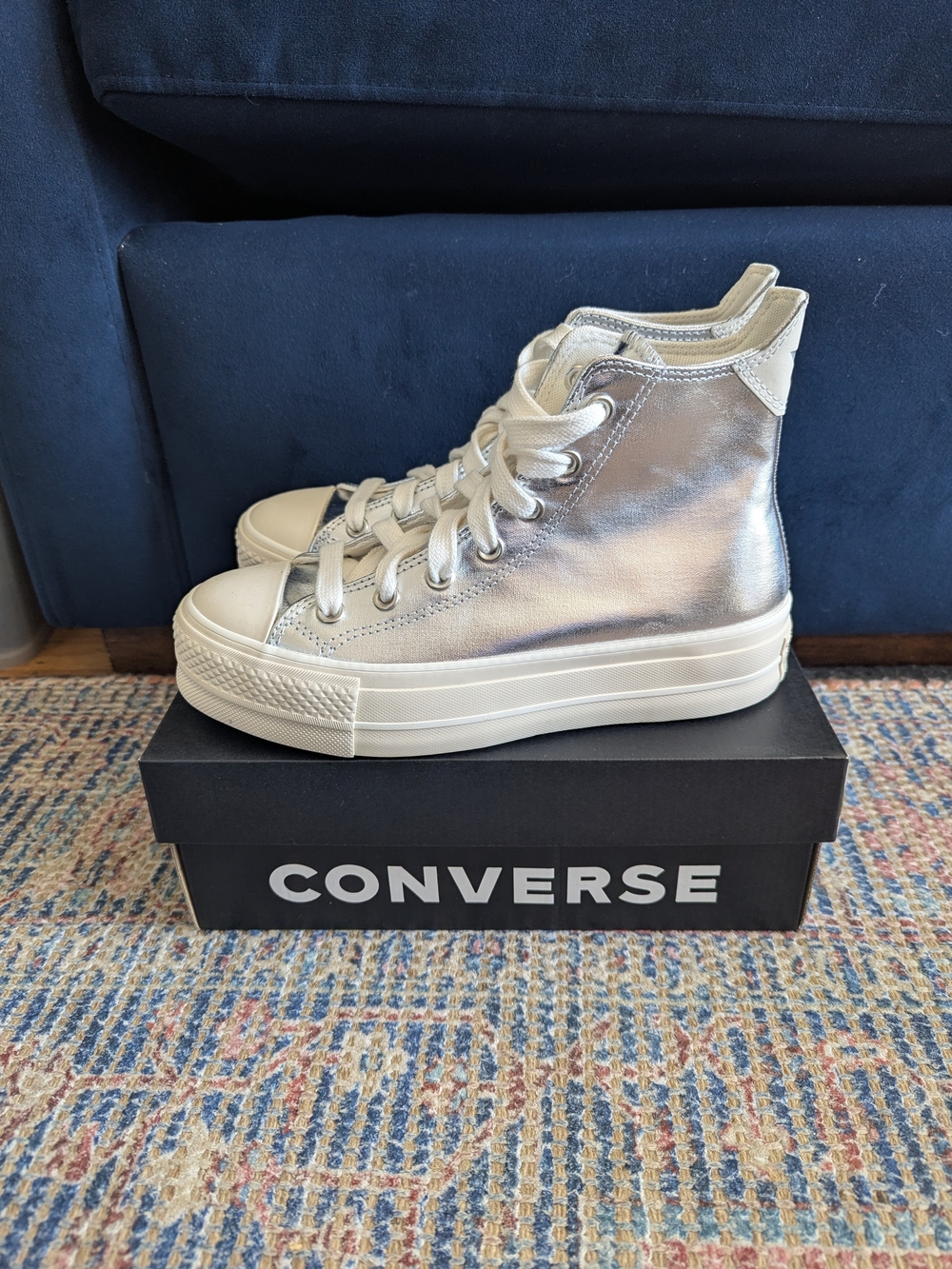 Converse Chuck Taylor All Star Lift Platforn Metallic Silver High-Top Sneakers